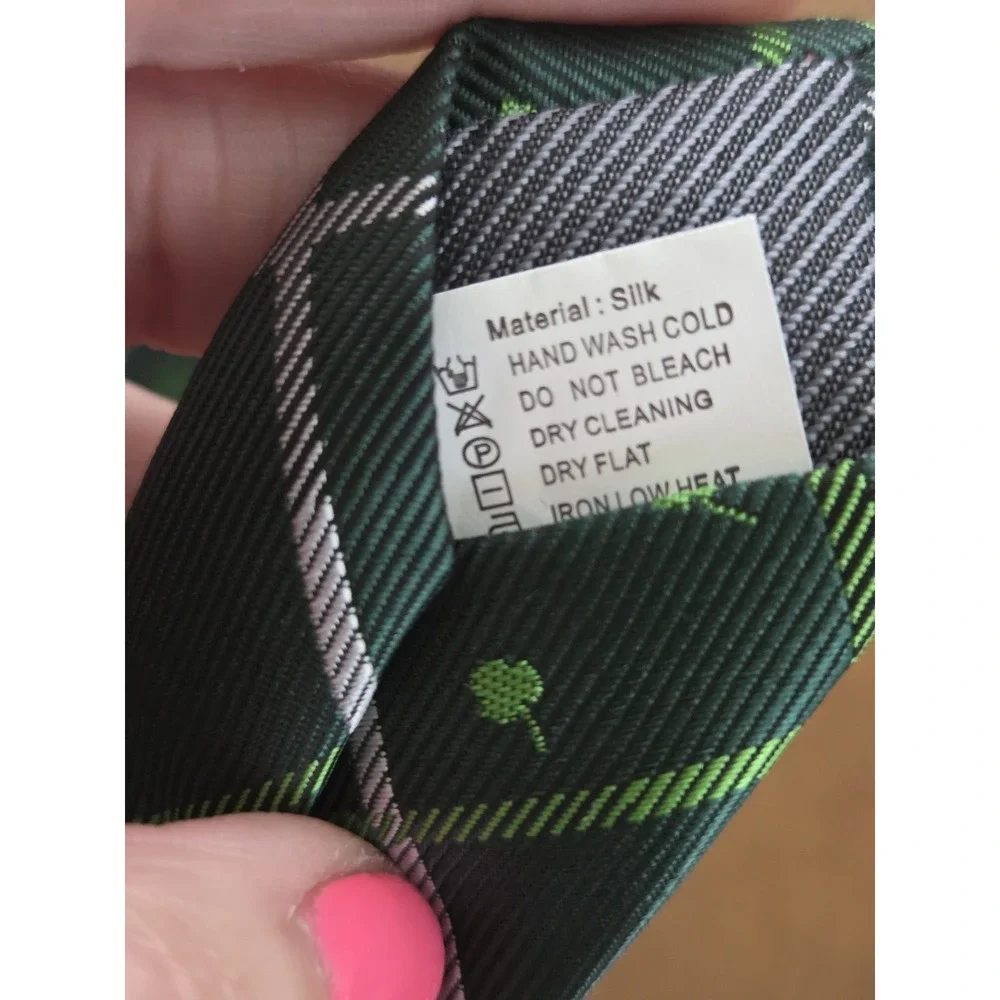 Kissties‎ Clover Silk Tie Men's Shamrock Plaid Green St Patrick's Day